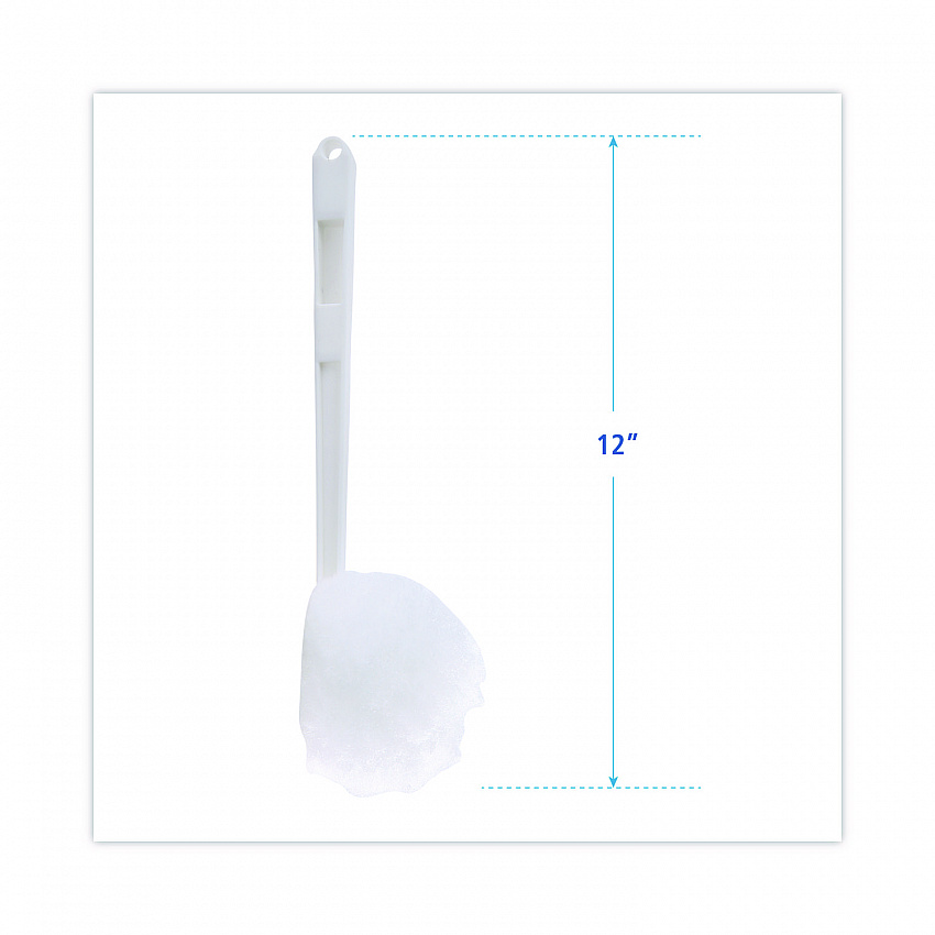 Deluxe Toilet Bowl Mop, 12" Handle, 2" Mop Head, White, 25/Carton (00160)