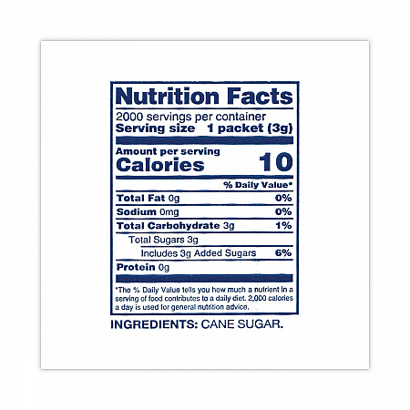 Sugar, 0.1 oz Packet, 2,000/Carton (22000501)