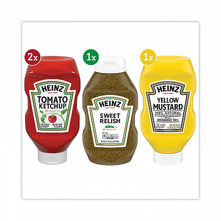 Ketchup, Mustard and Relish Picnic Pack, 2 Ketchup, Mustard, Relish, 4 Bottles/Carton (22000444)