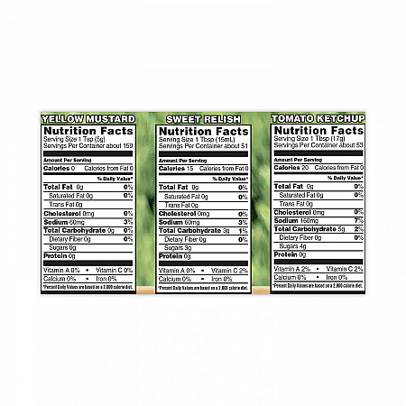 Ketchup, Mustard and Relish Picnic Pack, 2 Ketchup, Mustard, Relish, 4 Bottles/Carton (22000444)
