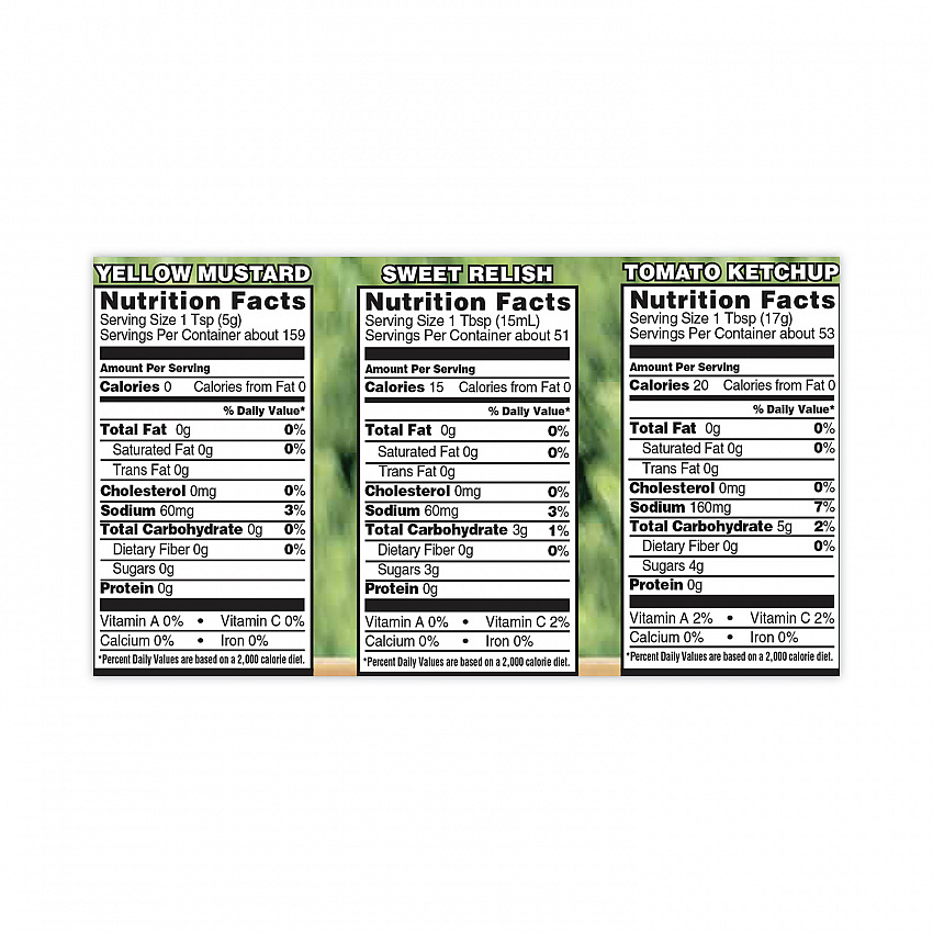 Ketchup, Mustard and Relish Picnic Pack, 2 Ketchup, Mustard, Relish, 4 Bottles/Carton (22000444)