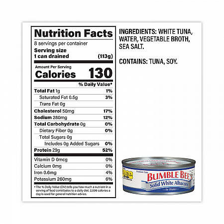 Solid White Albacore Tuna in Water, 5 oz Can, 8/Pack (22000701)