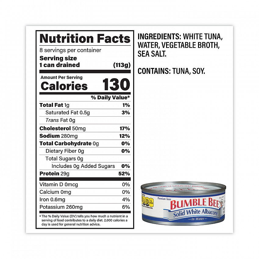 Solid White Albacore Tuna in Water, 5 oz Can, 8/Pack (22000701)