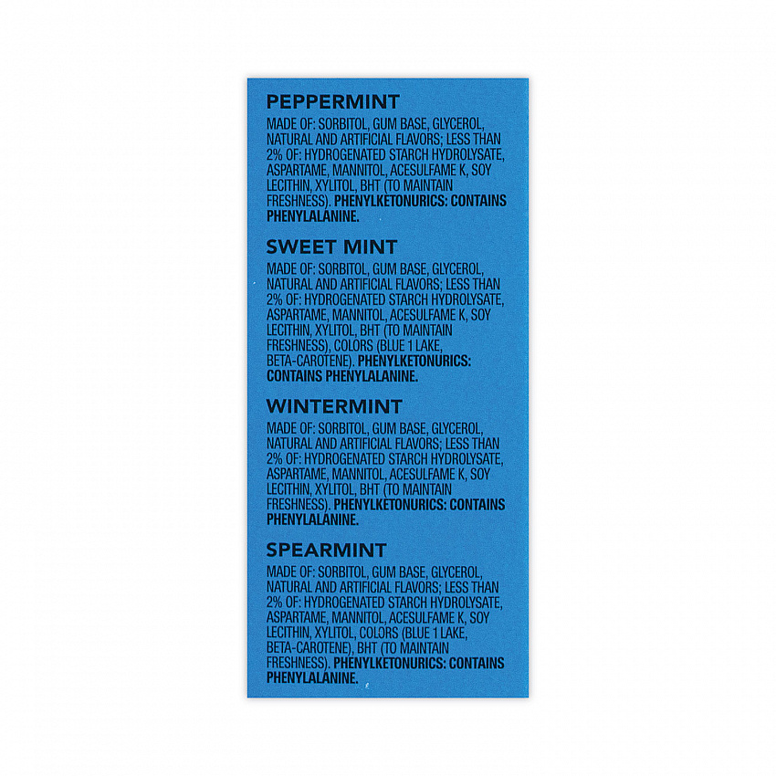 Sugar-Free Chewing Gum Variety Box, Four Mint Flavors, 14 Pieces/Pack, 18 Packs/Carton (22000568)