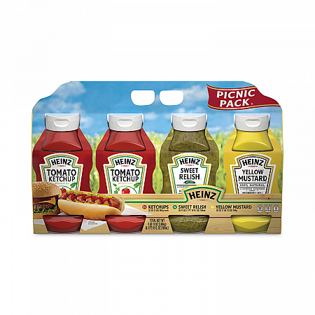 Ketchup, Mustard and Relish Picnic Pack, 2 Ketchup, Mustard, Relish, 4 Bottles/Carton (22000444)