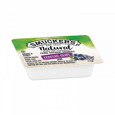 Smuckers 1/2 Ounce Natural Jam, 0.5 oz Container, Concord Grape, 200/Carton (8202)