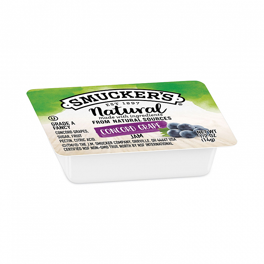 Smuckers 1/2 Ounce Natural Jam, 0.5 oz Container, Concord Grape, 200/Carton (8202)