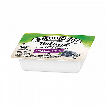 Smuckers 1/2 Ounce Natural Jam, 0.5 oz Container, Concord Grape, 200/Carton (8202)