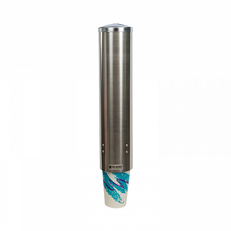 Water Cup Dispenser with Removable Cap, For 4.5 oz to 7 oz Cone and 6 oz to 12 oz Flat Cups, Stainless Steel, 6/Carton (C3250SSCT)