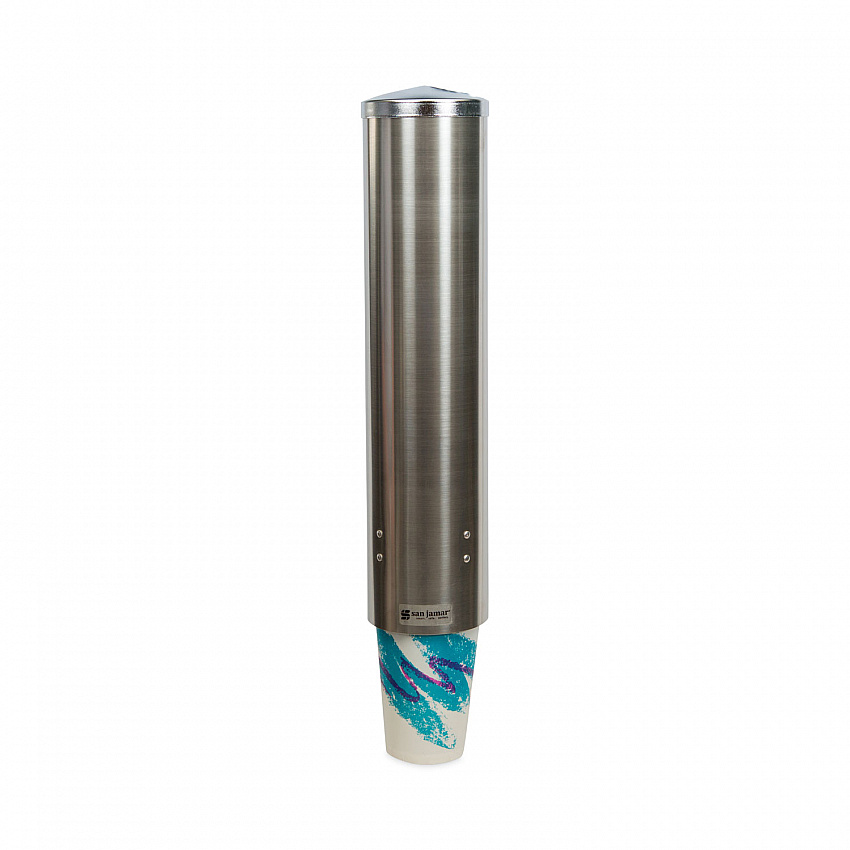 Water Cup Dispenser with Removable Cap, For 4.5 oz to 7 oz Cone and 6 oz to 12 oz Flat Cups, Stainless Steel, 6/Carton (C3250SSCT)