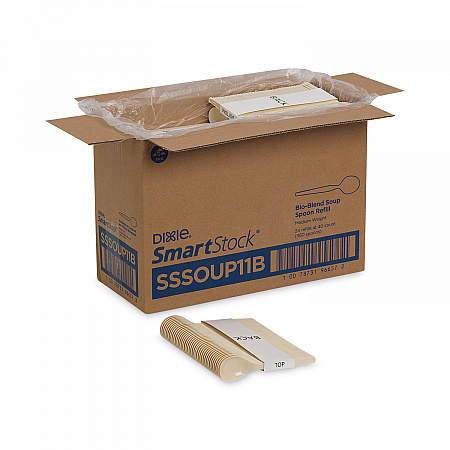 SmartStock Plastic Cutlery Refill, Series-O, Mediumweight Soup Spoon, Beige, 40/Pack, 24 Packs/Carton (SSSOUP11B)