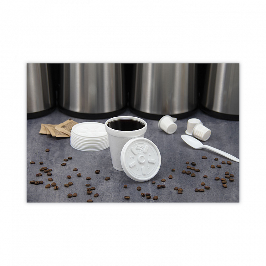 Plastic Lids, Vented, Fits 8 oz to 10 oz Hot/Cold Foam Cups, White, 100/Pack, 10 Packs/Carton (8JL)