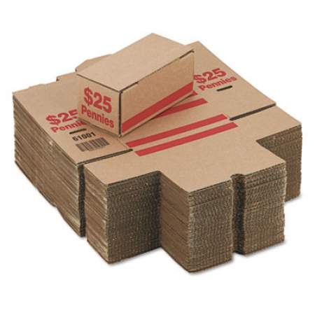 Iconex Corrugated Cardboard Coin Storage with Denomination Printed On Side, 8.5 x 4.38 x 3.63, Red (94190086)