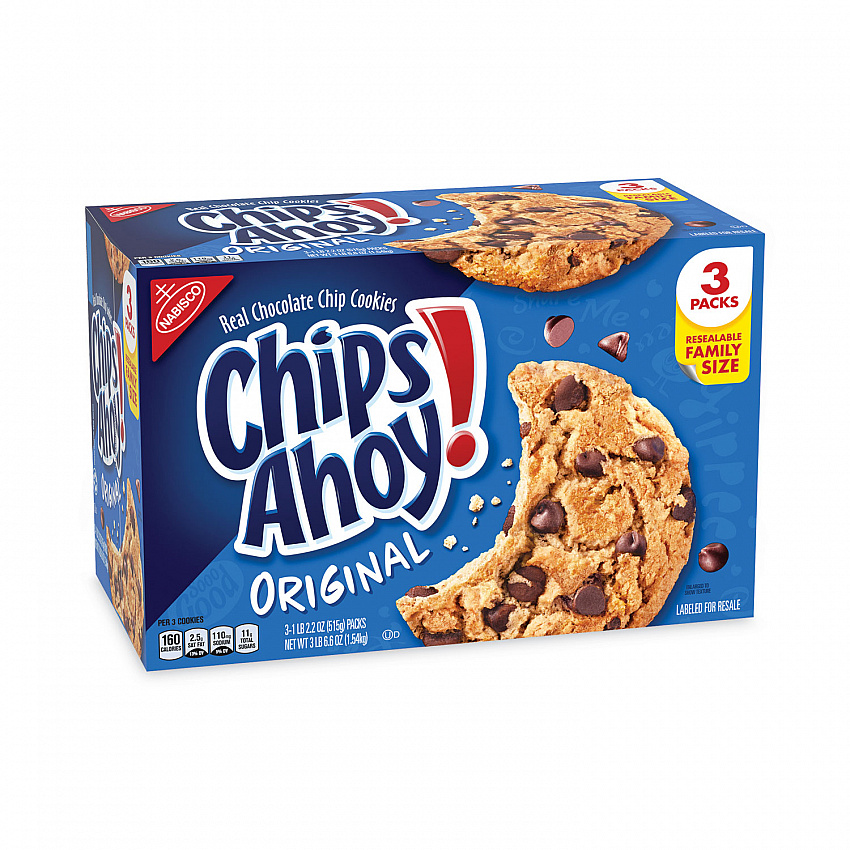 Chips Ahoy Chocolate Chip Cookies, 3 Resealable Bags, 3 lb 6.6 oz Box (22000425)