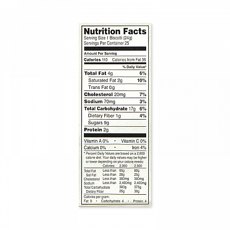 Biscotti, Dark Chocolate Almond, 1 lb 5 oz Tub, 25 Pieces/Tub, 1 Tub/Carton (30700123)