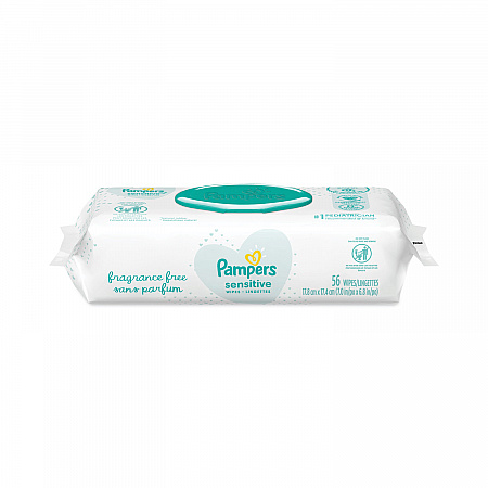 Sensitive Baby Wipes, 1-Ply, 6.8 x 7, Unscented, White, 56/Pack, 8 Packs/Carton (87076)