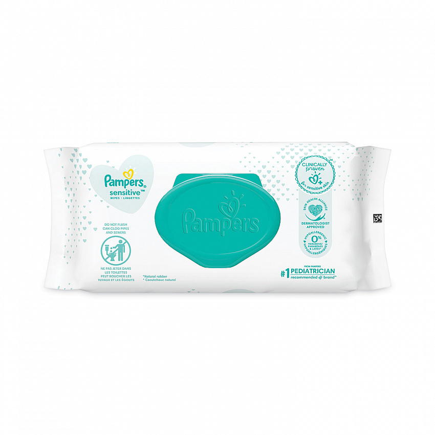 Sensitive Baby Wipes, 1-Ply, 6.8 x 7, Unscented, White, 56/Pack, 8 Packs/Carton (87076)