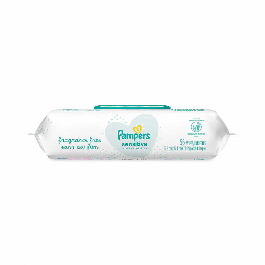 Sensitive Baby Wipes, 1-Ply, 6.8 x 7, Unscented, White, 56/Pack (87076EA)