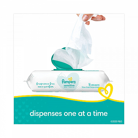 Sensitive Baby Wipes, 1-Ply, 6.8 x 7, Unscented, White, 56/Pack, 8 Packs/Carton (87076)