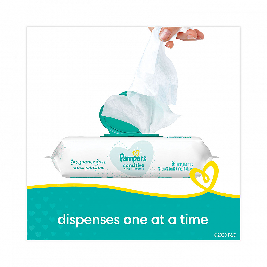 Sensitive Baby Wipes, 1-Ply, 6.8 x 7, Unscented, White, 56/Pack, 8 Packs/Carton (87076)