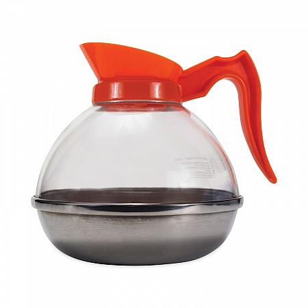 Unbreakable Decaffeinated Coffee Decanter, 60 oz, Orange Handle (CPU13)