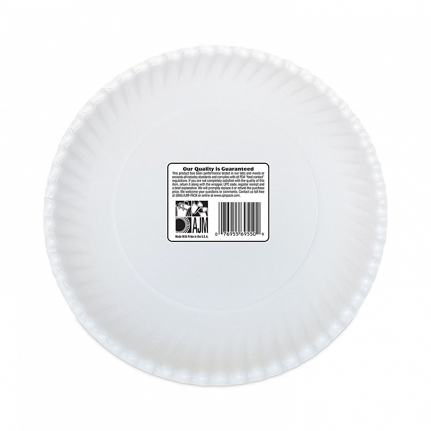 Original Heavyweights Paper Plates, 9" dia, White, 120/Pack, 8 Packs/Carton (OH9AJBXWH)