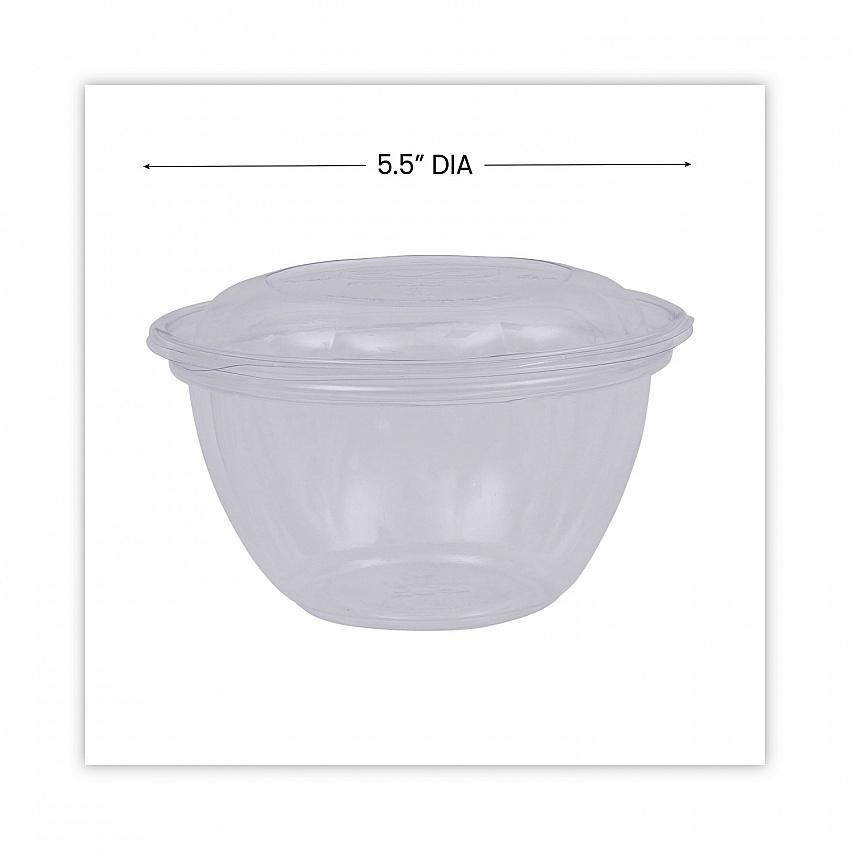 Renewable and Compostable Containers, 18 oz, 5.5" Diameter x 2.3" h, Clear, Plastic, 150/Carton (EPSB18)