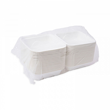 Molded Fiber Hinged Clamshell Containers, 6 x 6 x 3, White, Sugarcane, 50/Pack, 10 Packs/Carton (EPHC6)