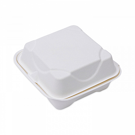 Molded Fiber Hinged Clamshell Containers, 6 x 6 x 3, White, Sugarcane, 50/Pack, 10 Packs/Carton (EPHC6)