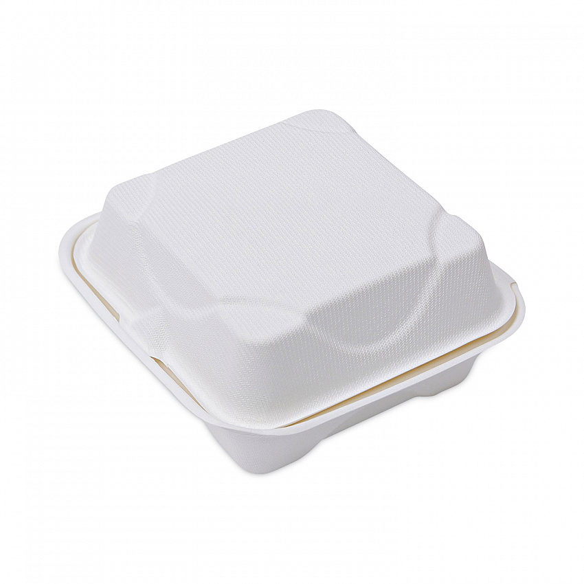 Molded Fiber Hinged Clamshell Containers, 6 x 6 x 3, White, Sugarcane, 50/Pack, 10 Packs/Carton (EPHC6)