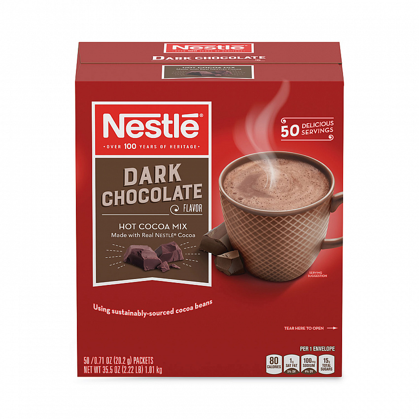Hot Cocoa Mix, Dark Chocolate, 0.71 Packets, 50 Packets/Box, 6 Boxes/Carton (70060CT)