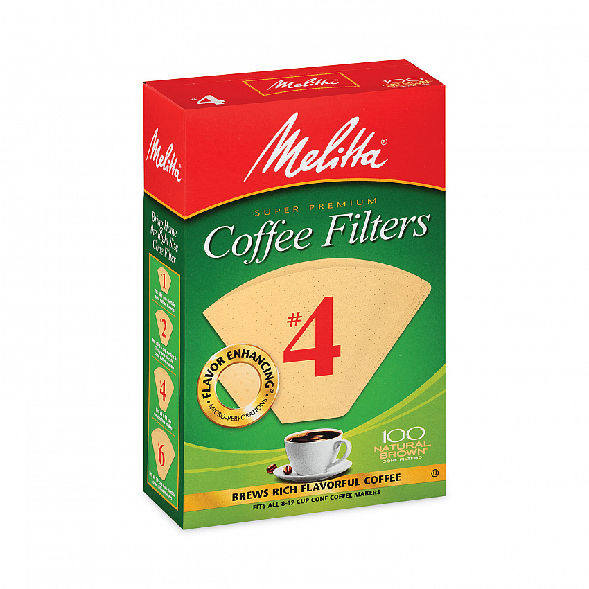 Melitta Coffee Filters, #4, 8 to 12 Cup Size, Cone Style, 100 Filters/Pack, 3/Pack (22000695)