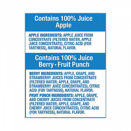 100% Juice Pouches Variety Pack, 6 oz, 40 Pouches/Carton (22000720)