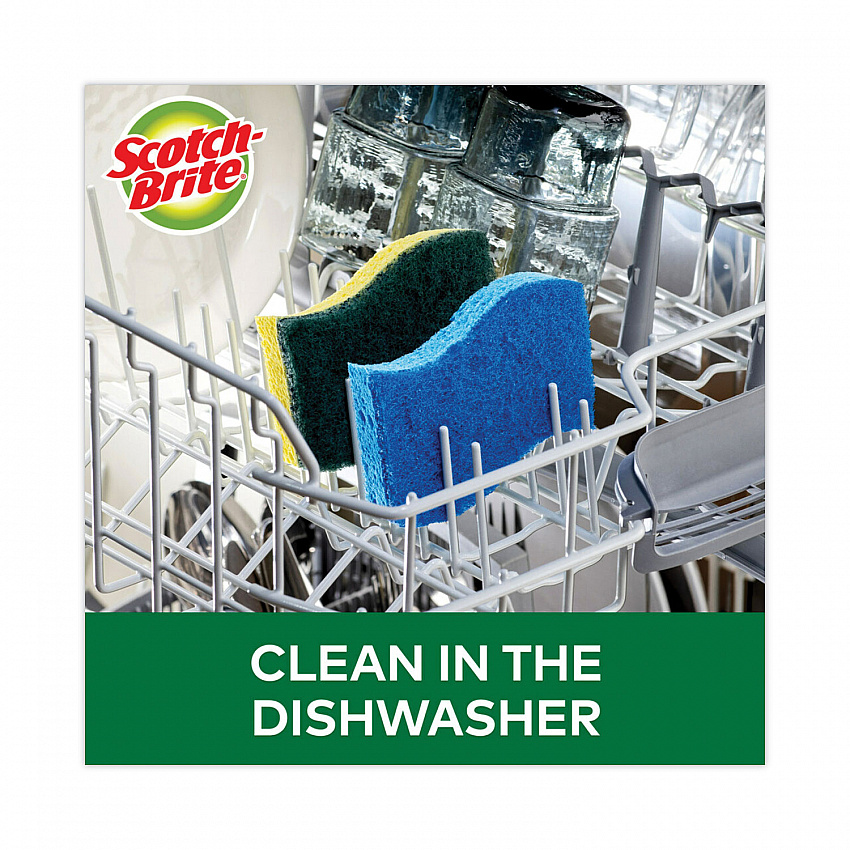 Heavy-Duty Scrub Sponge, 4.5 x 2.7, 0.6" Thick, Yellow/Green, 6/Pack (426)