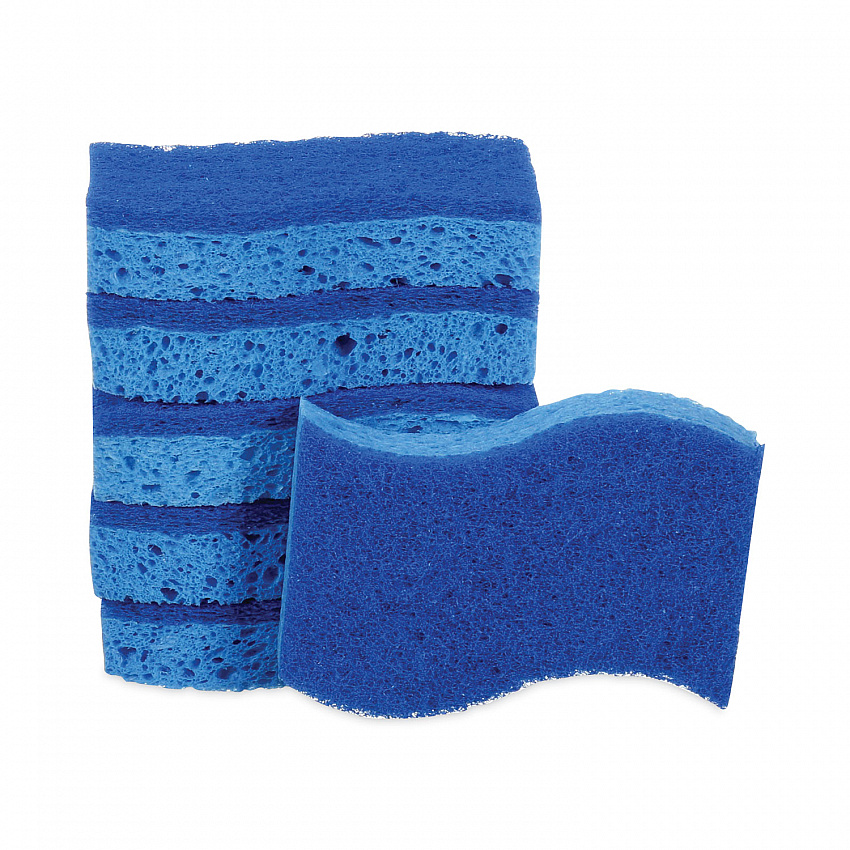 Non-Scratch Multi-Purpose Scrub Sponge, 4.4 x 2.6, 0.8" Thick, Blue, 6/Pack (526)