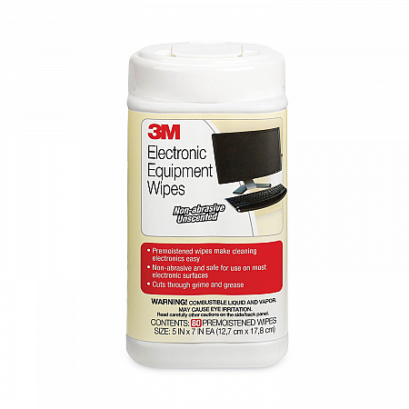 Electronic Equipment Cleaning Wipes, 1-Ply, 5.5 x 6.75, Unscented, White, 80/Canister (CL610)
