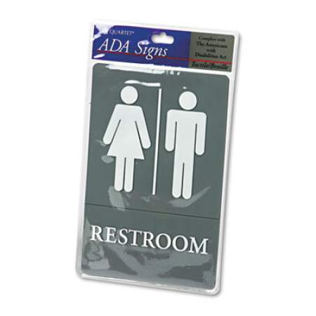 Headline Sign ADA Sign, Restroom Symbol Tactile Graphic, Molded Plastic, 6 x 9, Gray (4812)