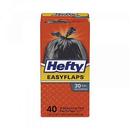 Easy Flaps Trash Bags, Tie-Flap, 30 gal, 0.85 mil, 30