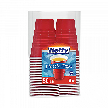Easy Grip Disposable Plastic Party Cups, 9 Oz, Red, 50/pack (C20950)