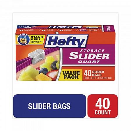 Slider Stand and Fill Food Storage Bags, Quart, 8