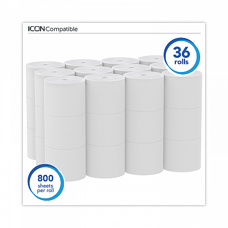 Essential Extra Soft Coreless Standard Roll Bath Tissue, Septic Safe, 2-Ply, White, 800 Sheets/Roll, 36 Rolls/Carton (07001)