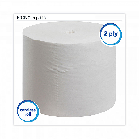 Essential Extra Soft Coreless Standard Roll Bath Tissue, Septic Safe, 2-Ply, White, 800 Sheets/Roll, 36 Rolls/Carton (07001)