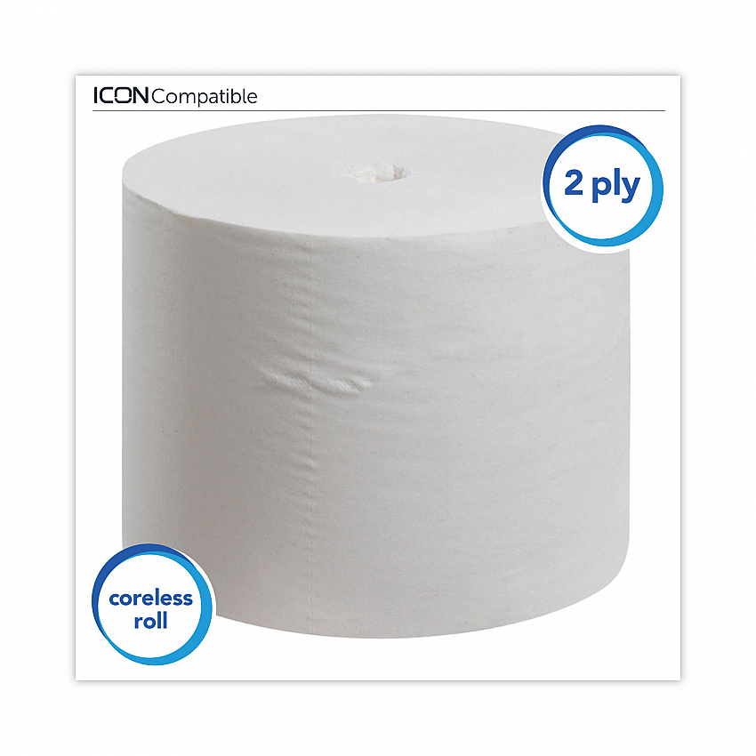 Essential Extra Soft Coreless Standard Roll Bath Tissue, Septic Safe, 2-Ply, White, 800 Sheets/Roll, 36 Rolls/Carton (07001)