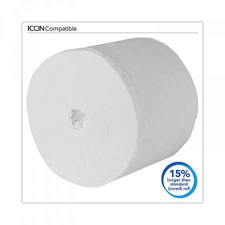 Essential Extra Soft Coreless Standard Roll Bath Tissue, Septic Safe, 2-Ply, White, 800 Sheets/Roll, 36 Rolls/Carton (07001)