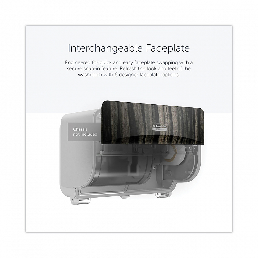 ICON Faceplate for Coreless Standard Roll Toilet Paper Dispenser, 3.56 x 12 x 1.5, Ebony Woodgrain (58832)