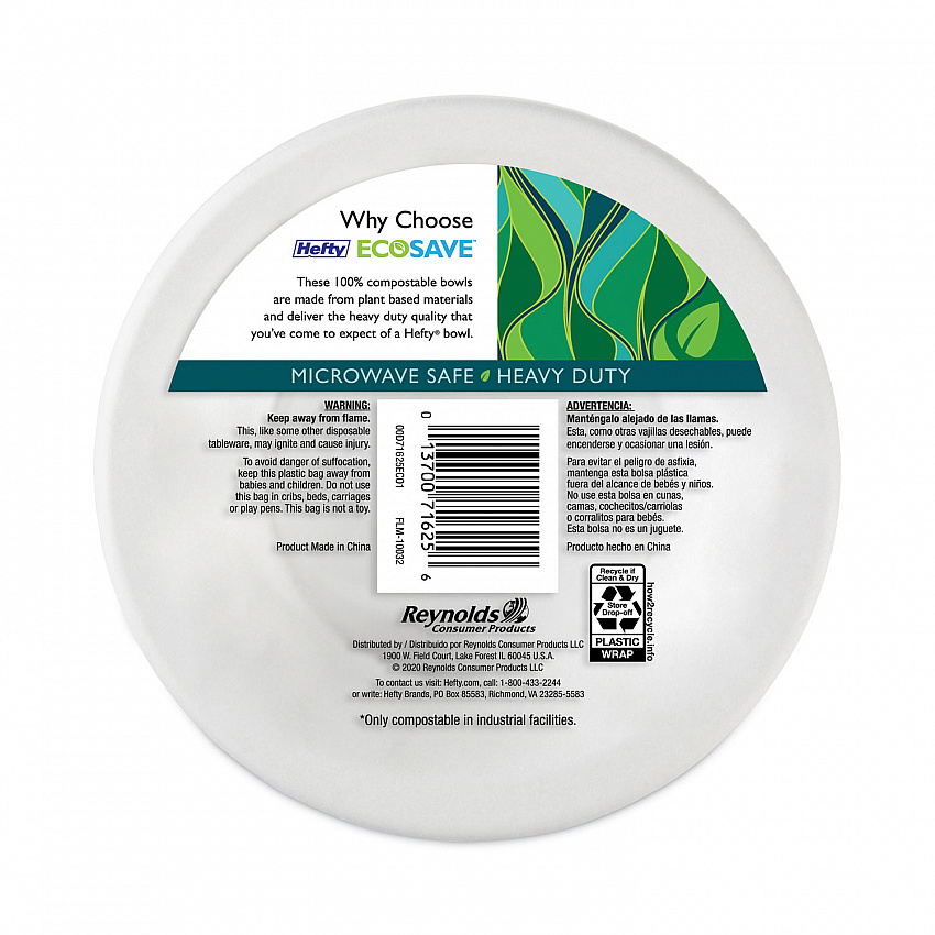 ECOSAVE Tableware, Plate, Sugarcane, 6.75" dia, White, 30/Pack (D77300PK)