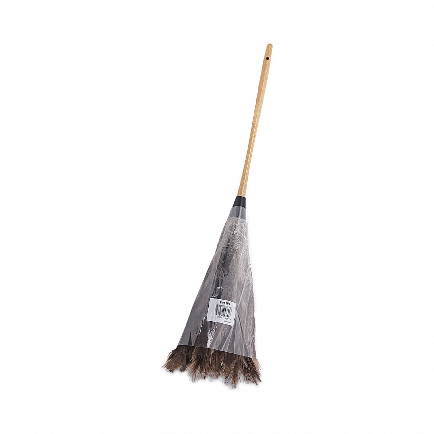 Professional Ostrich Feather Duster, 16" Wood Handle, 12" Gray Bristle (31FD)