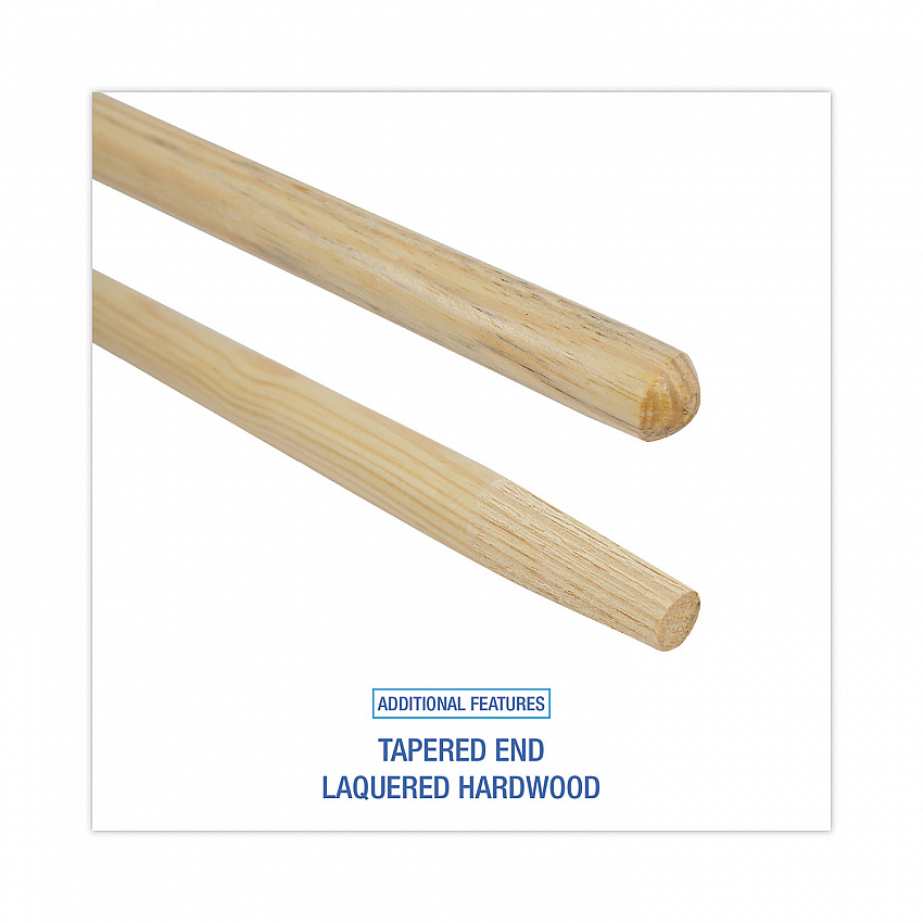 Tapered End Broom Handle, Lacquered Wood, 1.13" dia x 60", Natural (125)