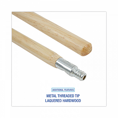 Metal Tip Threaded Hardwood Broom Handle, 1.13