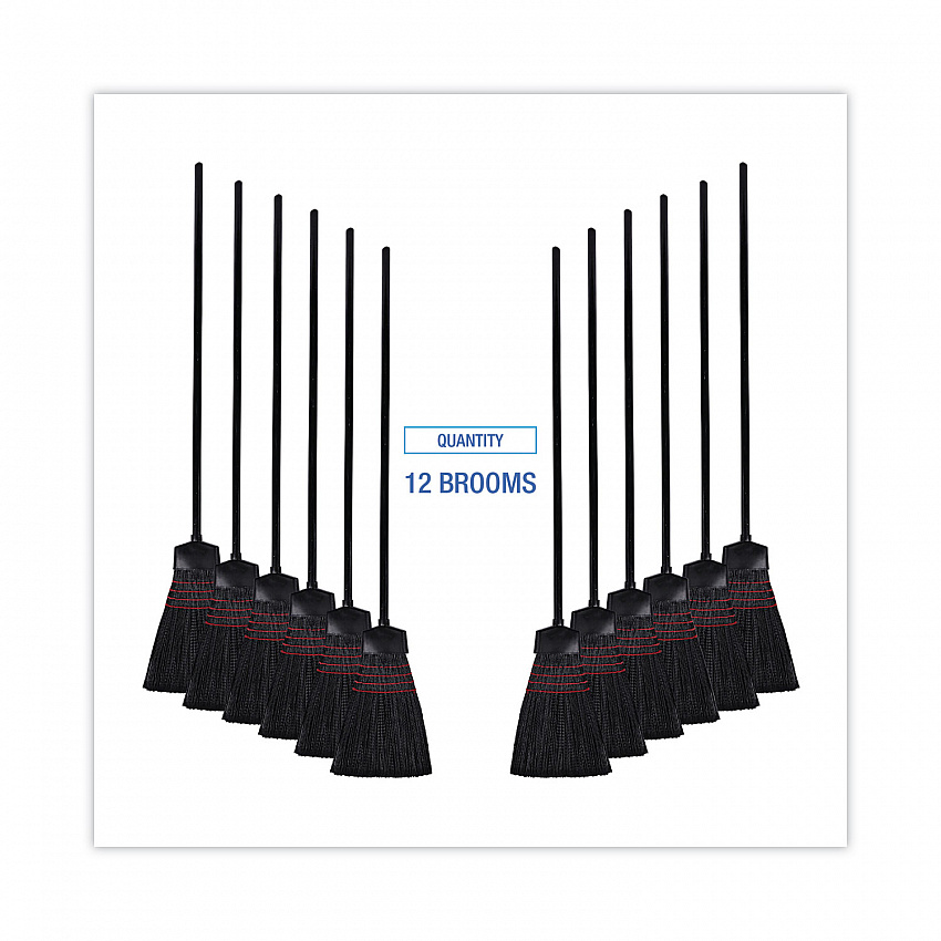 Maid Broom, Plastic Bristles, 54" Overall Length, Dozen (916P)